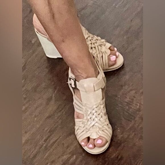 Naughty Monkey Dually Noted Leather Wedge Sandals - Picture 1 of 12